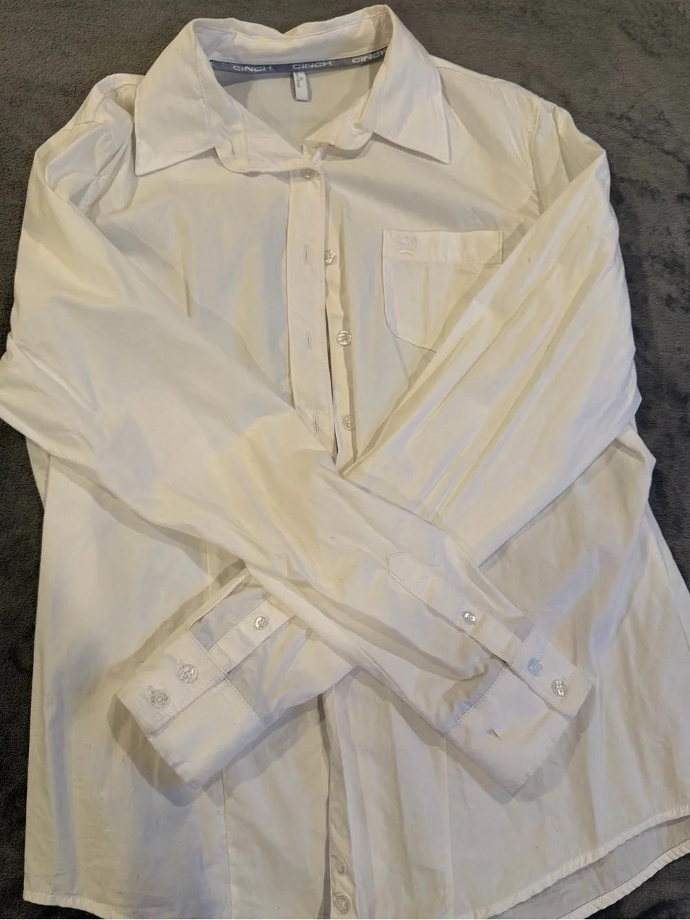 Cinch White Collared Shirt with Branded Neck Tape